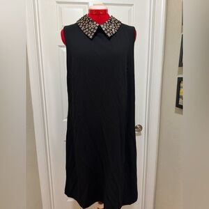 NWT Betsey Johnson Black Dress with Gold Embellished Collar, sz 16